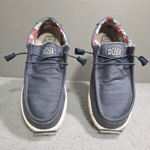 Hey Dude Wally Canvas Stretch Blue Mens Size 13 Loafers Shoes 110382600